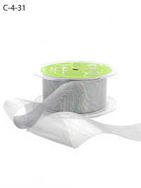1.5 Inch Soft Shimmer Silver Sheer Ribbon With Cut Edge