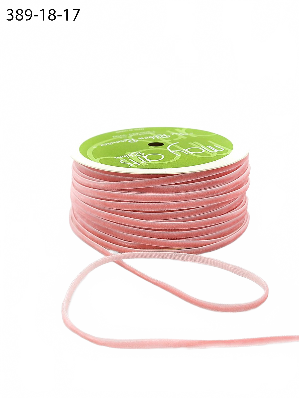 1/8 Inch Pink Velvet String Cord Ribbon With Woven Edge