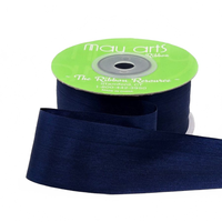 1.25 Inch 100% Hand-Dyed Navy Blazer Silk Ribbon With Woven Edge