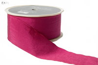 1.5 Inch Wrinkled Faux Fuchsia Silk Ribbon With Cut Edge