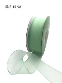 1.5 Inch Soft Mint Sheer Ribbon With Thin Solid Edge