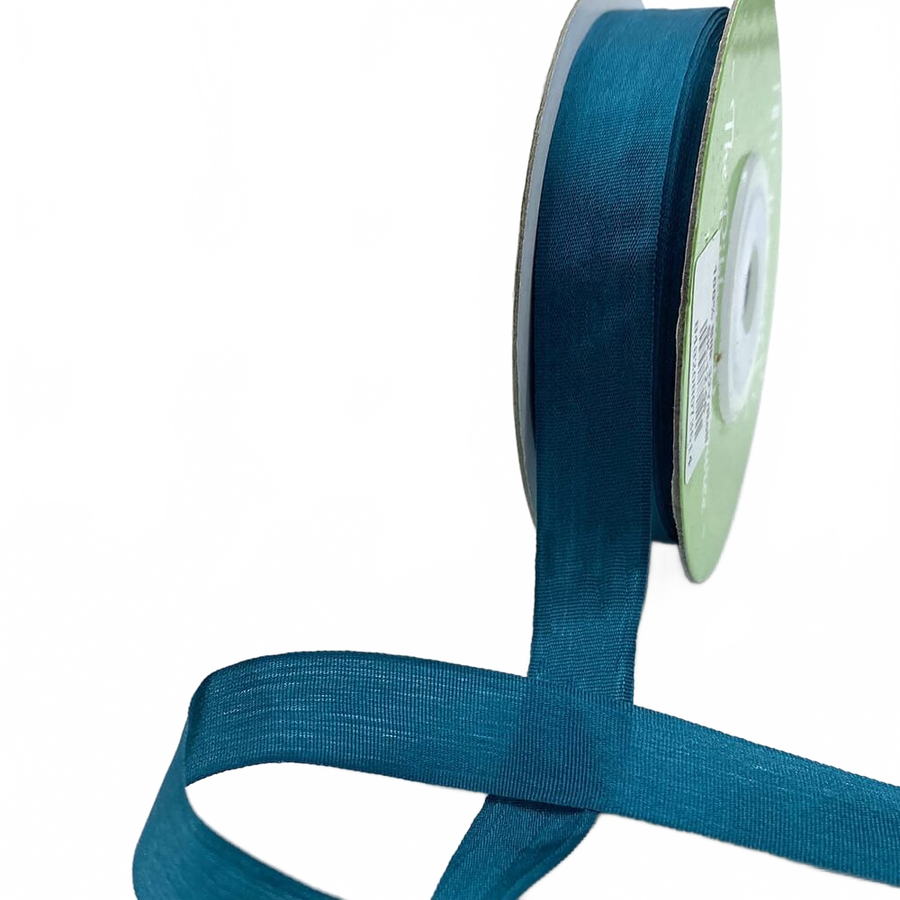 1/2 Inch 100% Hand-Dyed Shaded Spruce Silk Ribbon With Woven Edge