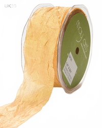 1.5 Inch Crinkle Crushed Gold Ribbon With Cut Edge