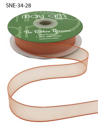 ~3/4 Inch Soft Orange Sheer Ribbon With Thin Solid Edge