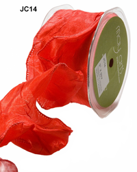 2 Inch Crinkle Crushed Red Ribbon With Wired Edge