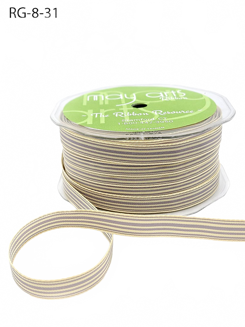 3/8 Inch Woven Grey/Oatmeal Stripes Grosgrain Stripe Ribbon With Woven Edge