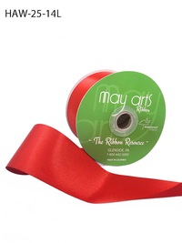 ~2.5 Inch Waterproof And Weather Resistant Luster Double Faced Red Satin Ribbon With Woven Edge