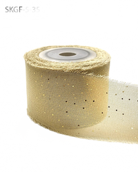 1.25 Inch Mini Metallic Dot Taupe/Gold Silk Georgette Ribbon