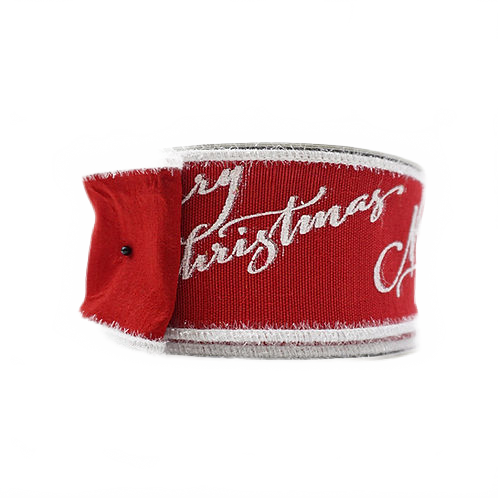Ribbon Merry Christmas 2.5" Red And White