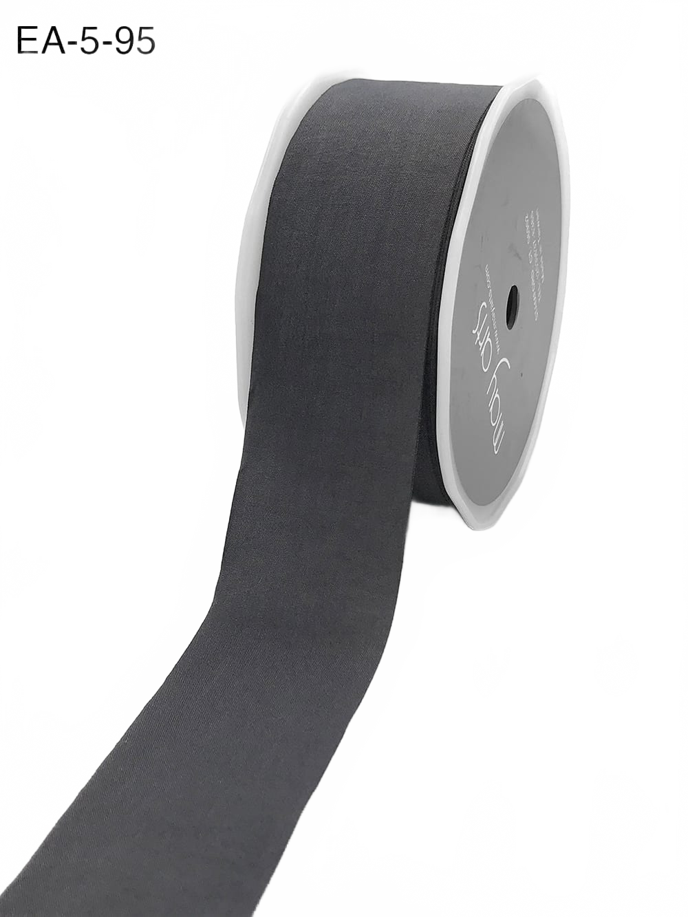 1.5 Inch Wrinkled Faux Charcoal Silk Ribbon With Cut Edge