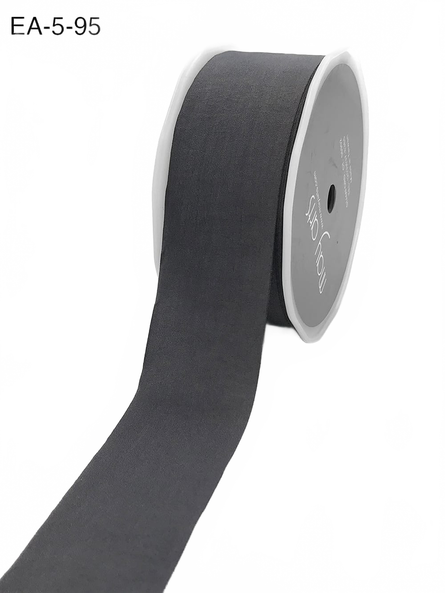 1.5 Inch Wrinkled Faux Charcoal Silk Ribbon With Cut Edge
