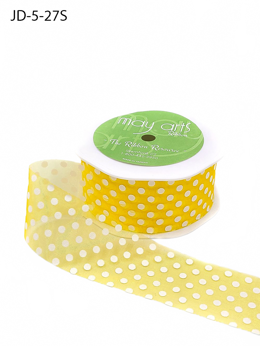 1.5 Inch Yellow Sheer Dots Ribbon