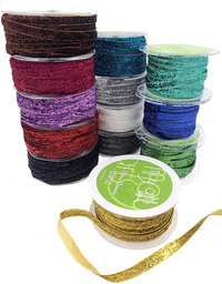 3/8 Inch Woven Metallic Velvet Ribbon With Woven Edge