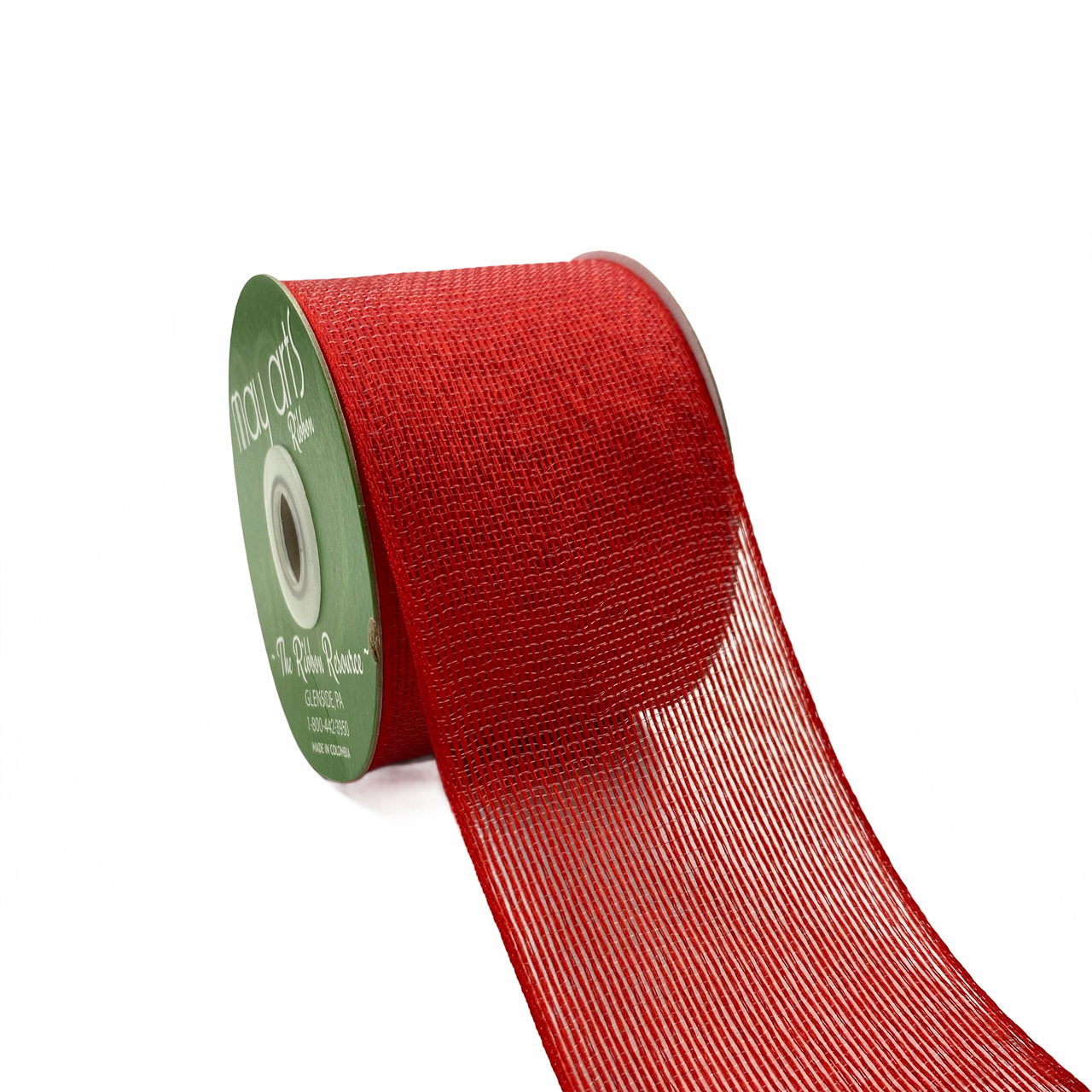 2 2/3 Inch Semi Red Sheer Ribbon With Woven Edge