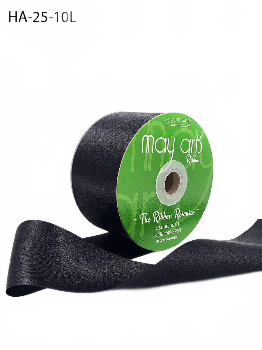 2.5 Inch Classic Double Faced Black Satin Ribbon With Woven Edge