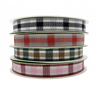 ~5/8 Inch Woven Tartan Plaid Twill Ribbon