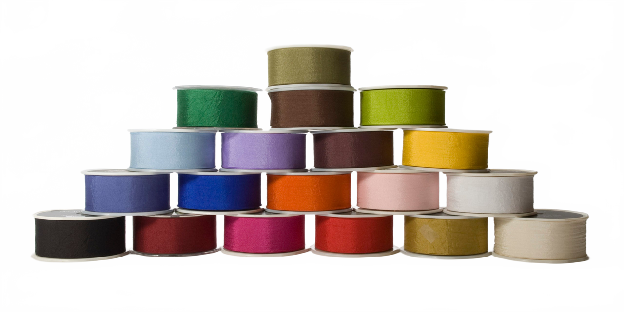 1.5 Inch Wrinkled Faux Silk Ribbon With Cut Edge