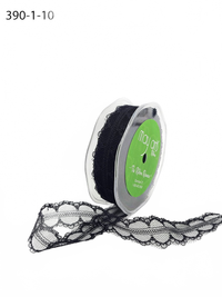 1 Inch Lace Trim Black Ribbon With Double Scalloped Edge