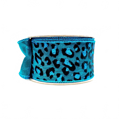 Ribbon 2.5" Metallic Cheetah Turquoise