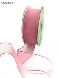 1.5 Inch Soft Variegated (Multi-Color) Light Pink/Mauve Sheer Ribbon With Thin Solid Edge