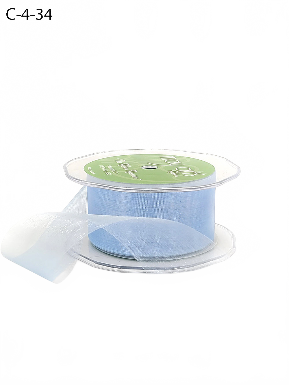 1.5 Inch Soft Shimmer Light Blue Sheer Ribbon With Cut Edge