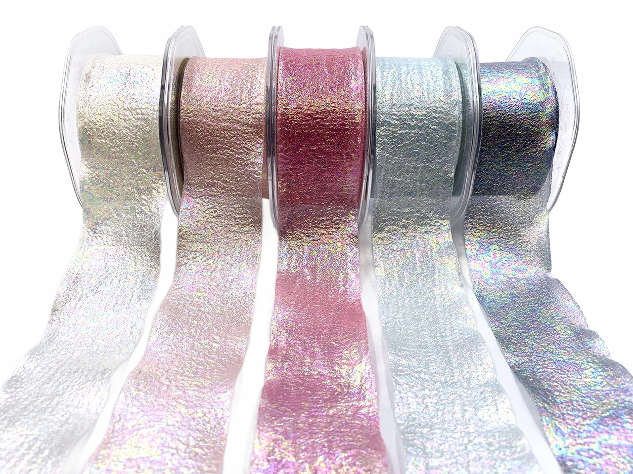 1.5 Inch Iridescent Holographic Crepe Ribbon