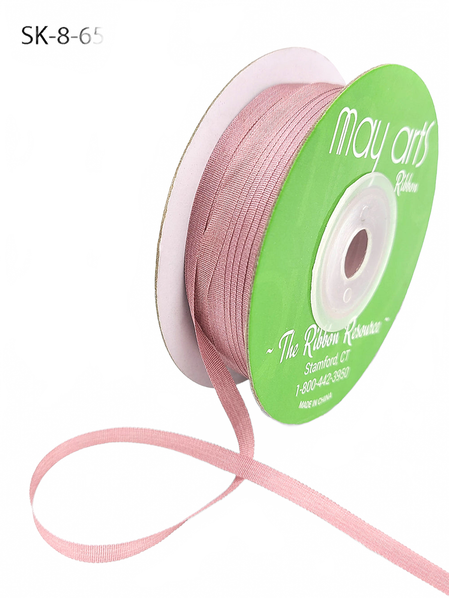 1/8 Inch 100% Hand-Dyed Wood Rose Silk Ribbon With Woven Edge