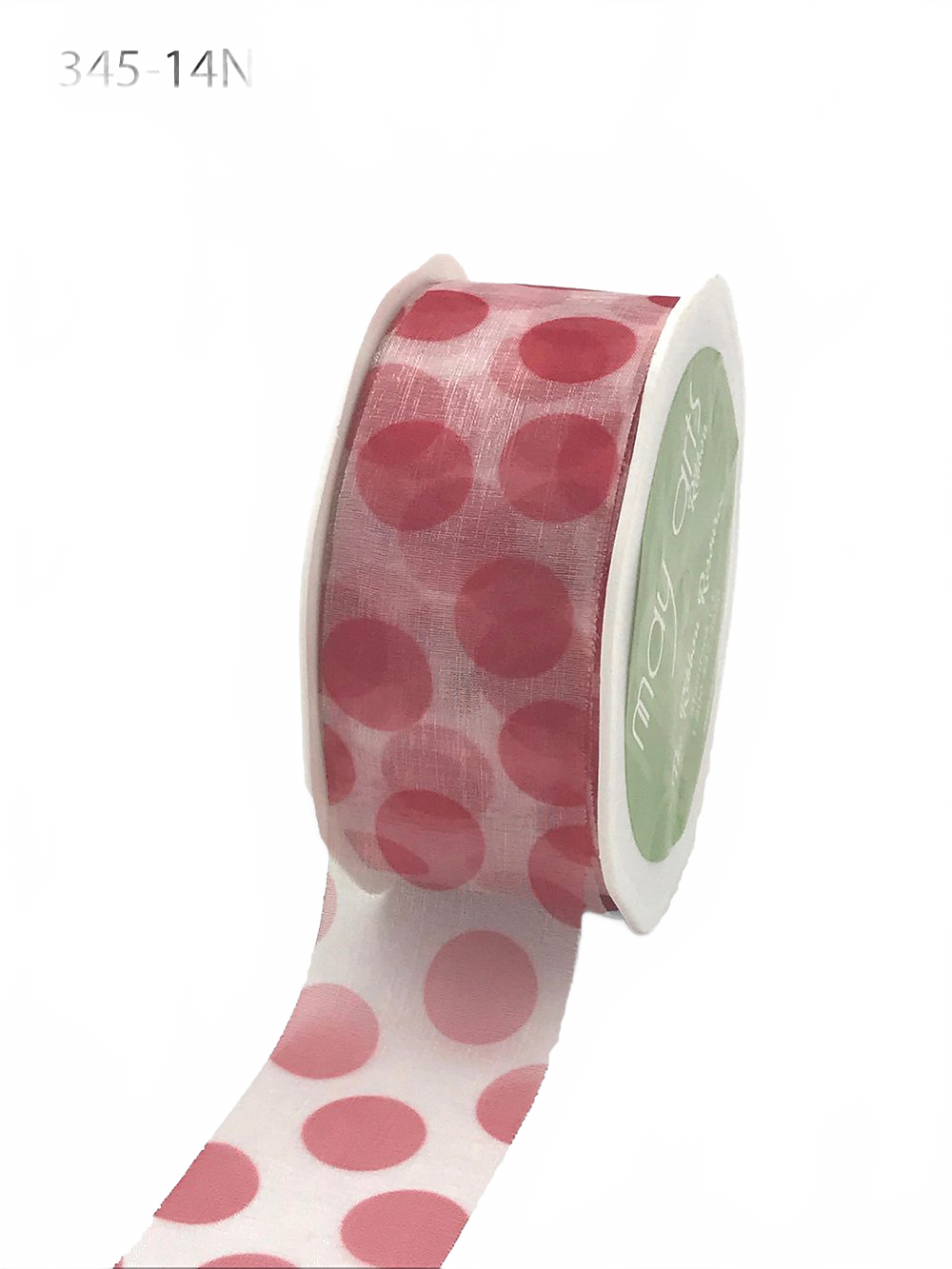 1 1/2 Inch Red Sheer Jumbo Dot Ribbon