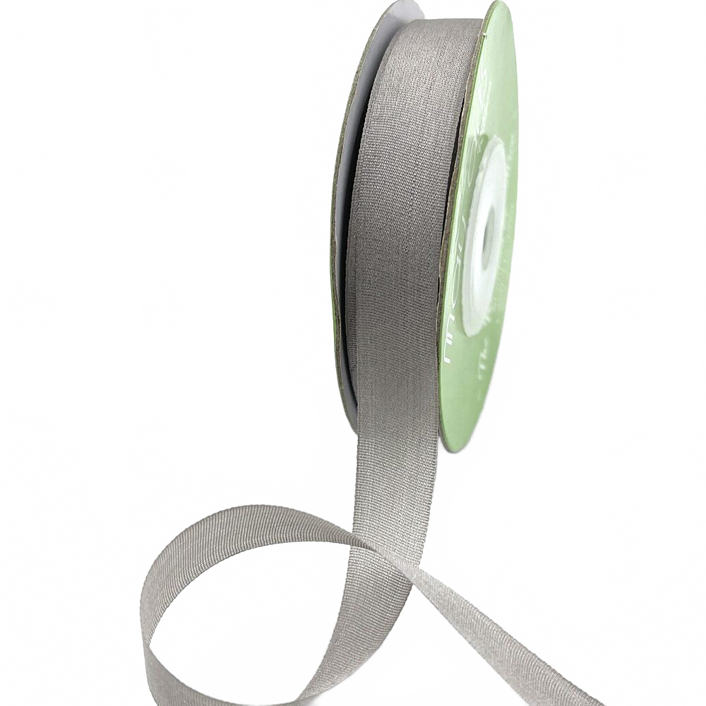 1/2 Inch 100% Hand-Dyed Pavestone Grey Silk Ribbon With Woven Edge