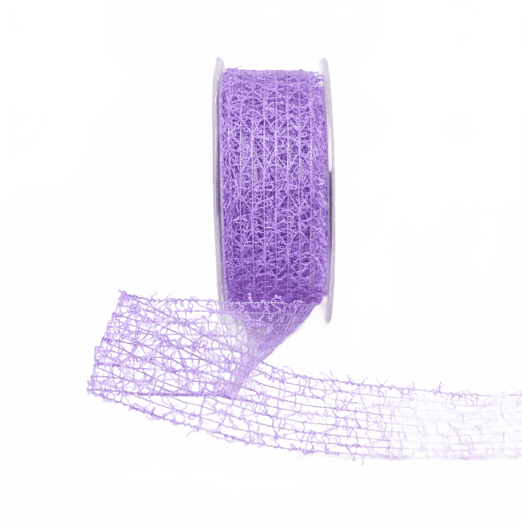 1.5 Inch Wired Textured Net Lavender Ribbon