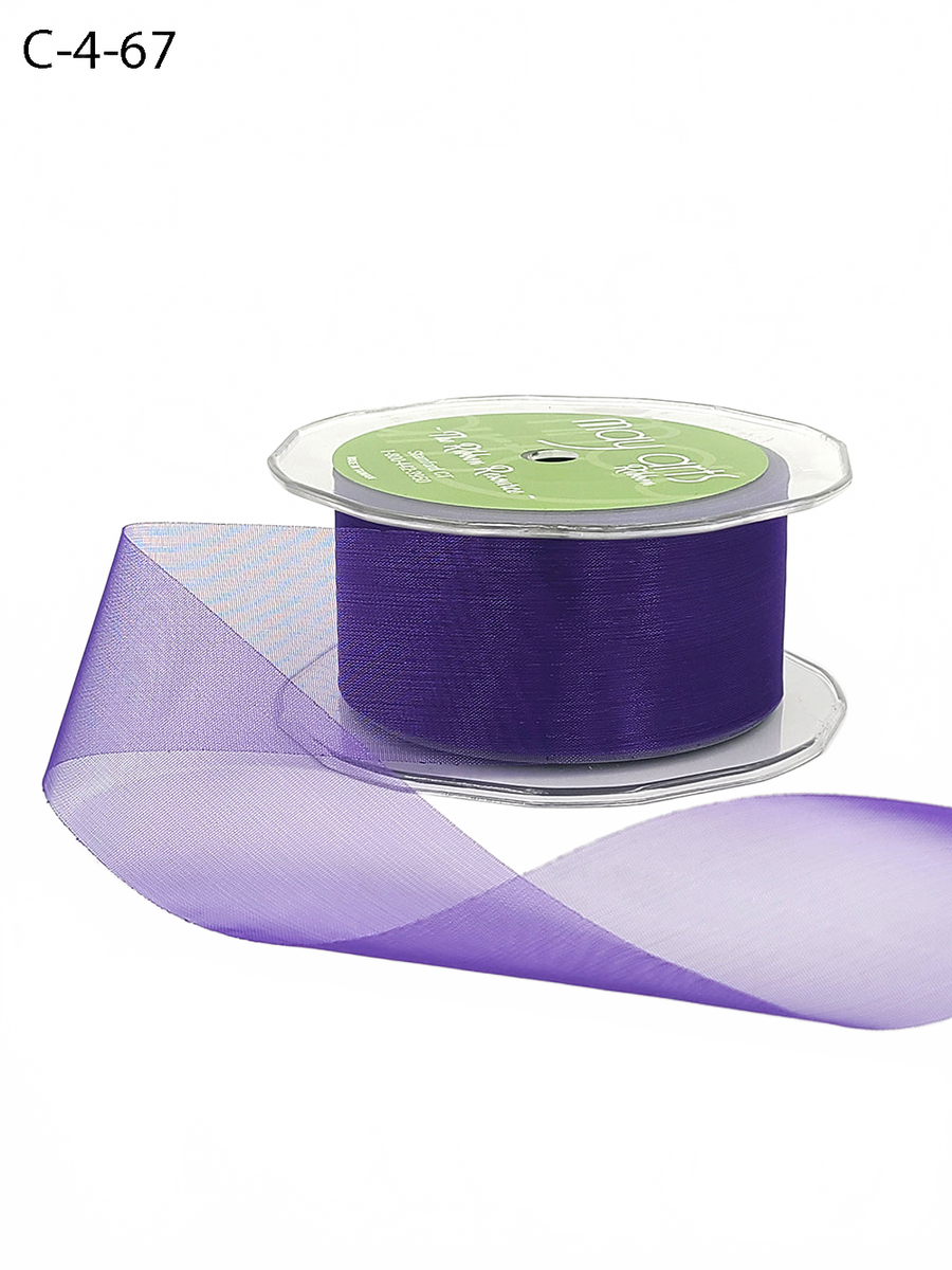 1.5 Inch Soft Shimmer Royal Purple Sheer Ribbon With Cut Edge