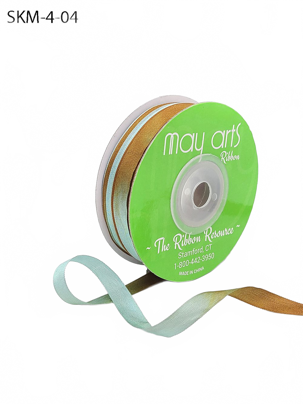 1/4 Inch 100% Hand-Dyed Variegated (Multi-Color) Turquoise/Brown Silk Ribbon With Woven Edge