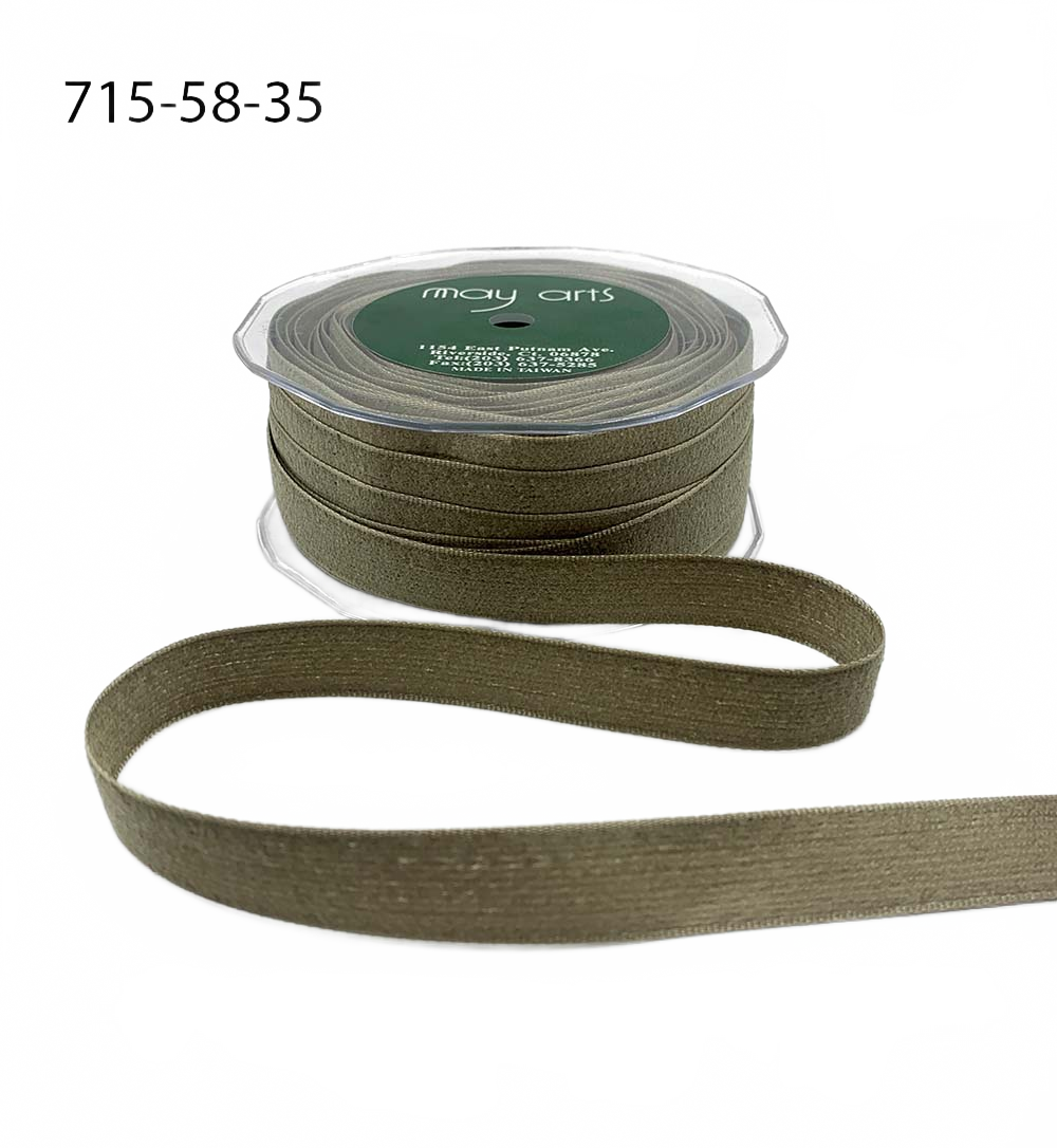 5/8 Inch Fuzzy Woven Taupe Ribbon