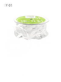 3/4 Inch Classic Leaves White Ribbon With Sealed Cut Edge