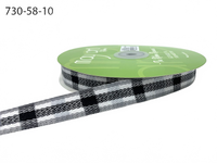 ~5/8 Inch Woven Tartan Plaid White/Black/Grey Tartan Twill Ribbon