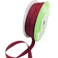 100% Hand-Dyed 1/4 Inch Burgundy Silk Ribbon With Woven Edge