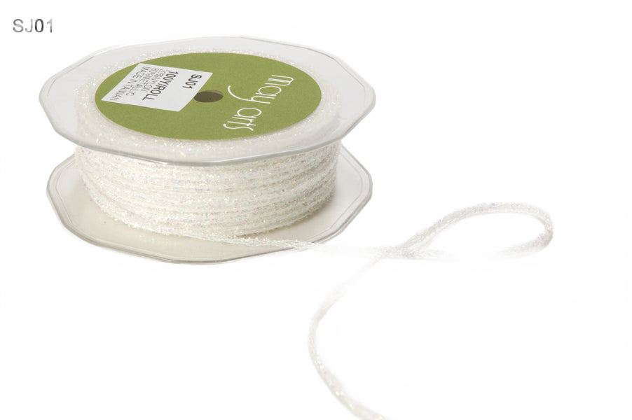 1/8 Inch White Metallic Sparkle String Ribbon