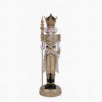 8 FT White & Gold King Nutcracker with Music and Warm White LED Lights