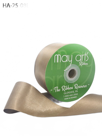 2.5 Inch Classic Double Faced Taupe Satin Ribbon With Woven Edge