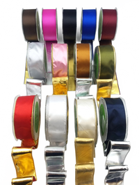 1.5 Inch Satin Metallic Reversible Ribbon With Woven Edge
