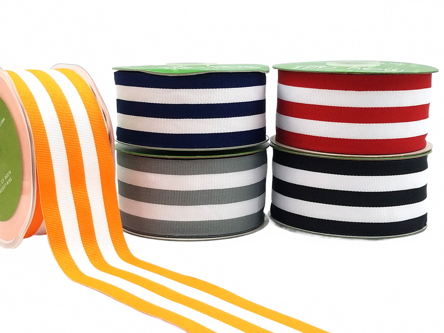 2 Inch Grosgrain Horizontal Stripes Ribbon With Woven Edge