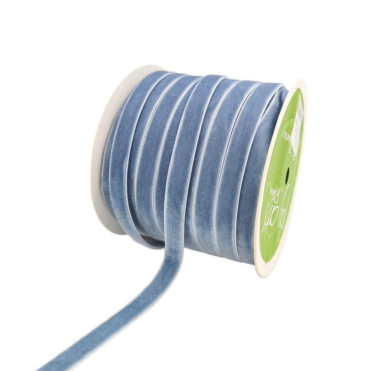 3/8 Inch Classic Slate Blue Velvet Ribbon With Woven Edge