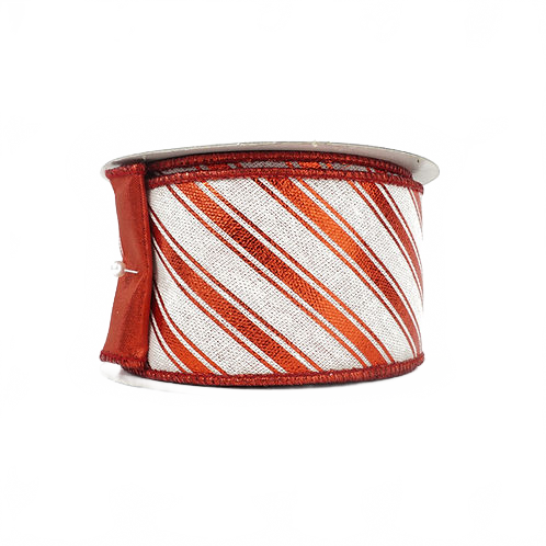 Ribbon Candy Cane With Red And White 2.5"