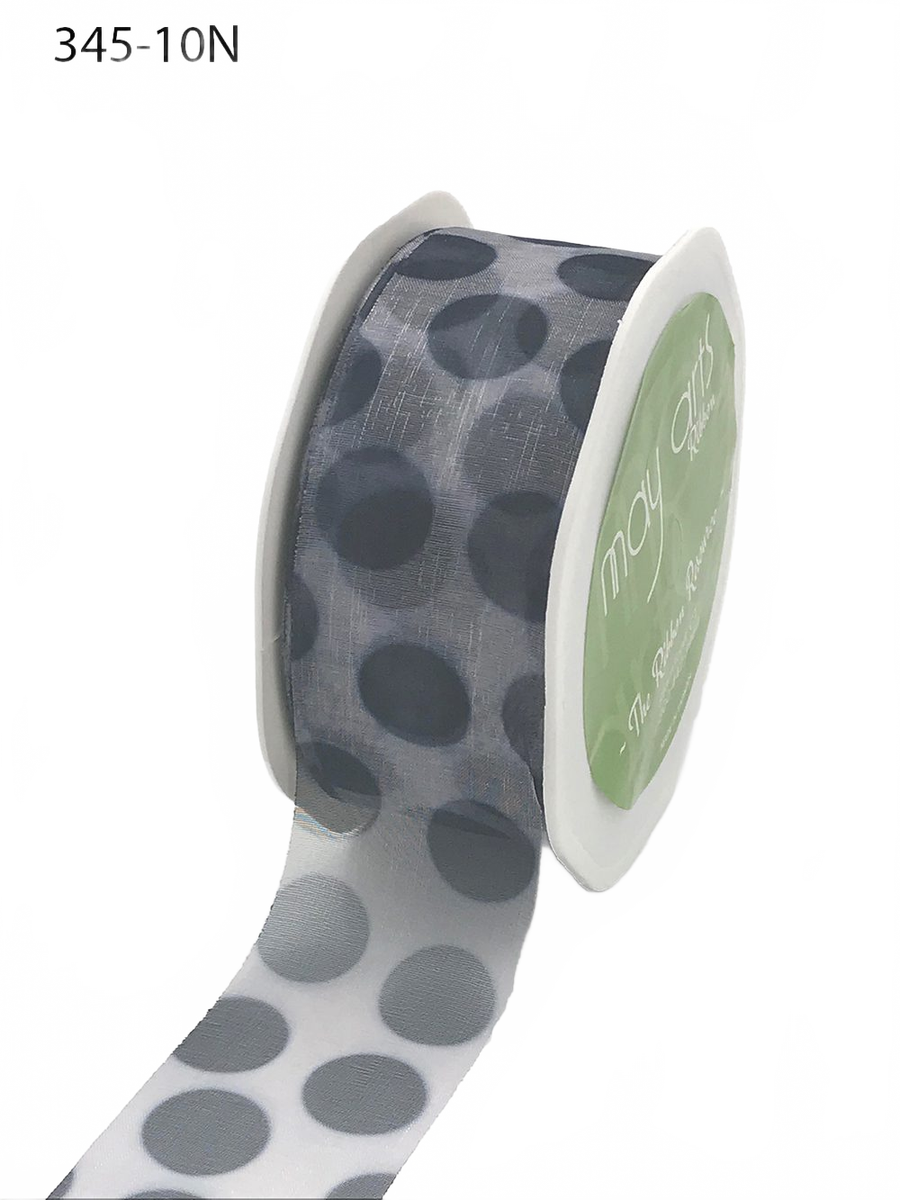 1 1/2 Inch Black Sheer Jumbo Dot Ribbon
