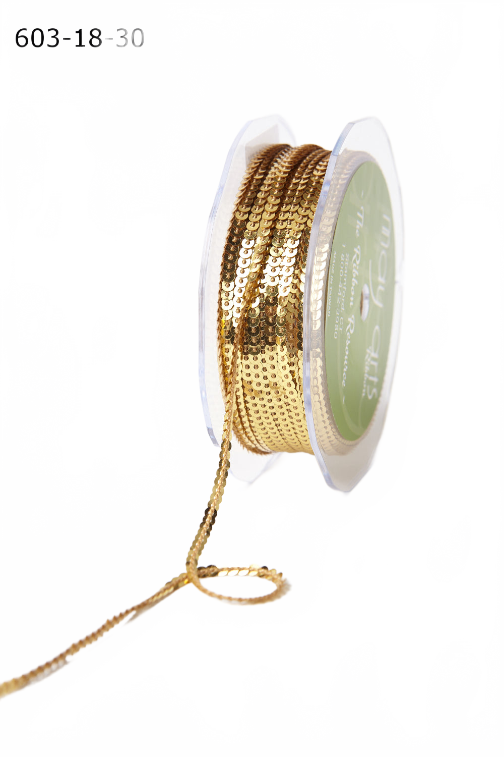 1/8 Inch Mini Sequin Single Strand Gold Ribbon