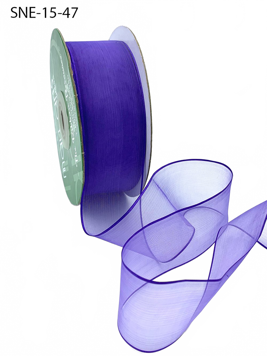 1.5 Inch Soft Purple Sheer Ribbon With Thin Solid Edge