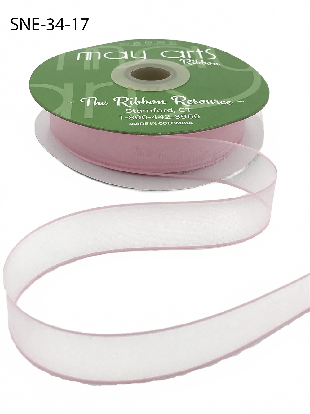 ~3/4 Inch Soft Light Pink Sheer Ribbon With Thin Solid Edge
