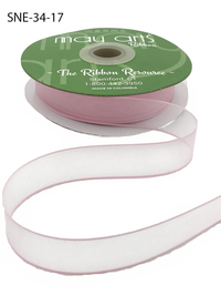 ~3/4 Inch Soft Light Pink Sheer Ribbon With Thin Solid Edge