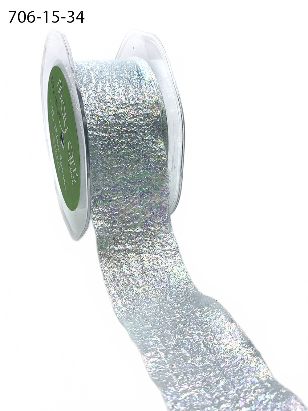 1.5 Inch Iridescent Holographic Light Blue Crepe Ribbon
