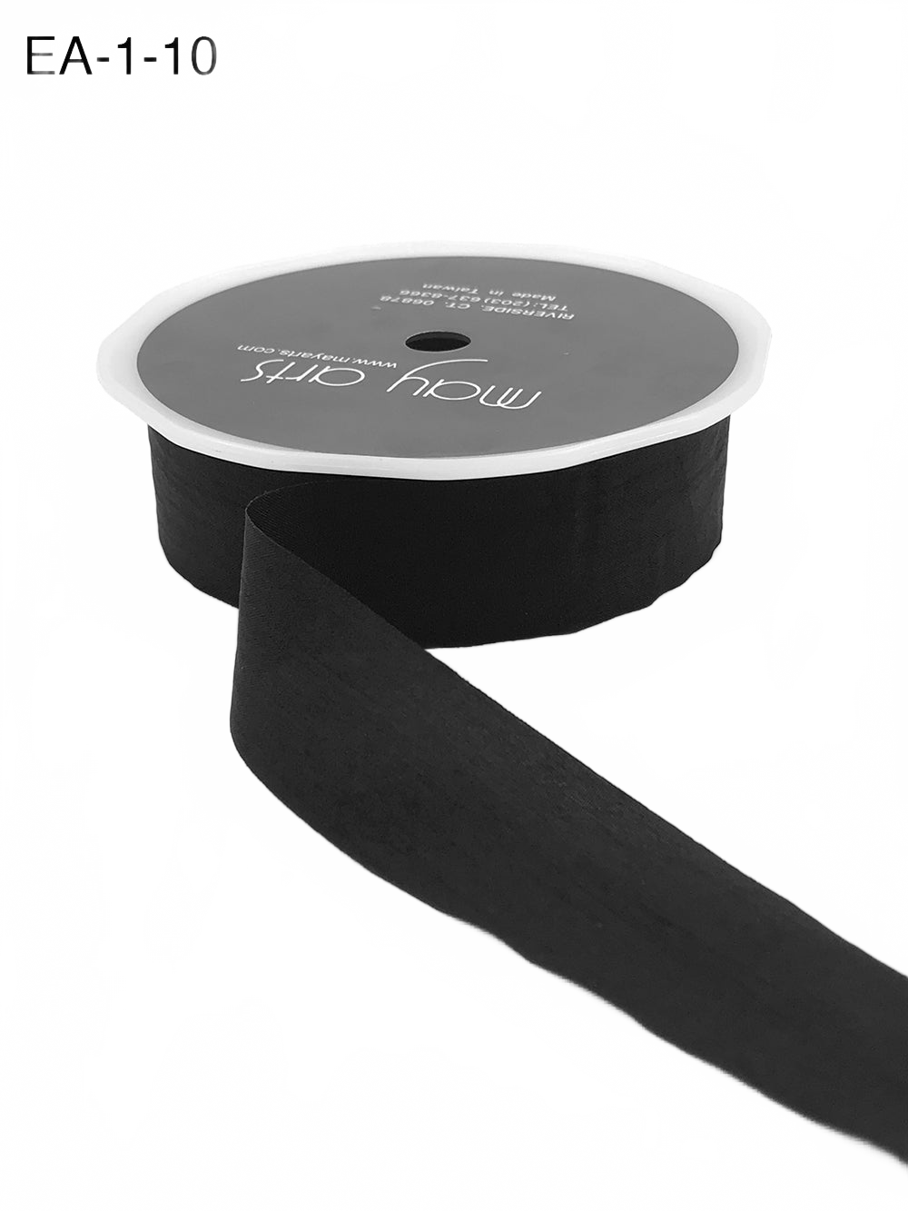 1 Inch Wrinkled Faux Black Silk Ribbon With Cut Edge